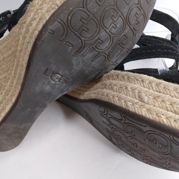 UGG LAURI 1000403 Black Suede Wedges Platform size 9 - Picture 13 of 14